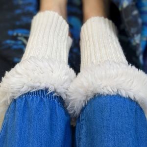 White Faux Fur Boot Cuffs